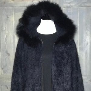 Faux Fur Sweater -  black